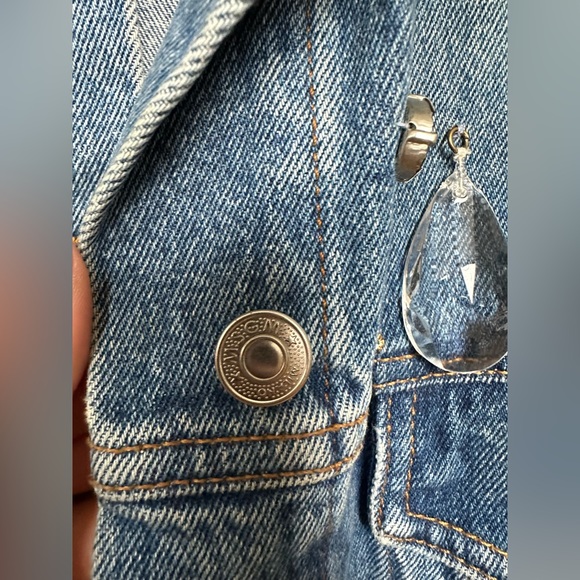 MSGM Oversized Denim Jeweled Jacket, Size 40 / Small - Picture 11 of 14